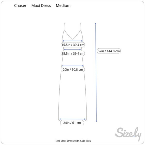 CHASER Teal Scoop Neck Sleeveless Maxi Dress with Tie Waist & Side Slits Medium - Picture 13 of 13